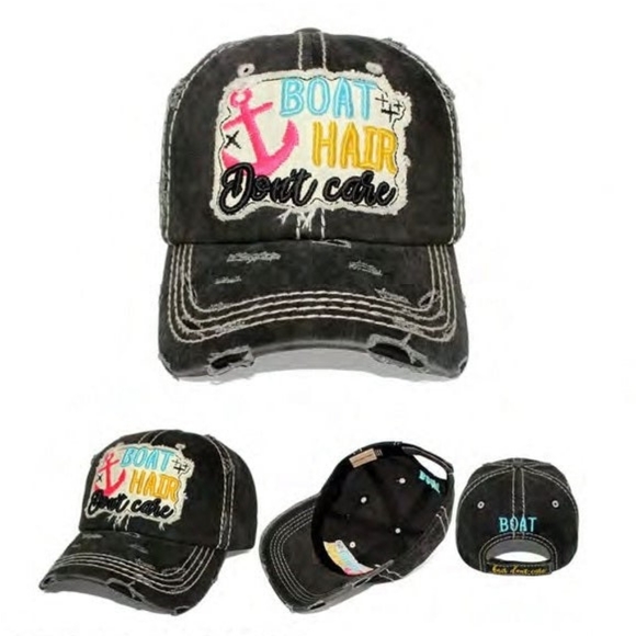Boat Hair Don't Care Cap, Women's Trucker Cap Distressed, Vintage Baseball Cap - Picture 2 of 4
